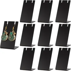 PH Pandahall 10Pcs Acrylic Earring Holder Black Earring Display Stands L-Shape Ear Organizer Dangling Earring Stands for Earring Necklace Jewelry Shows Retail Photography Props, 1.7X1.4X3 Inch PH PandaHall