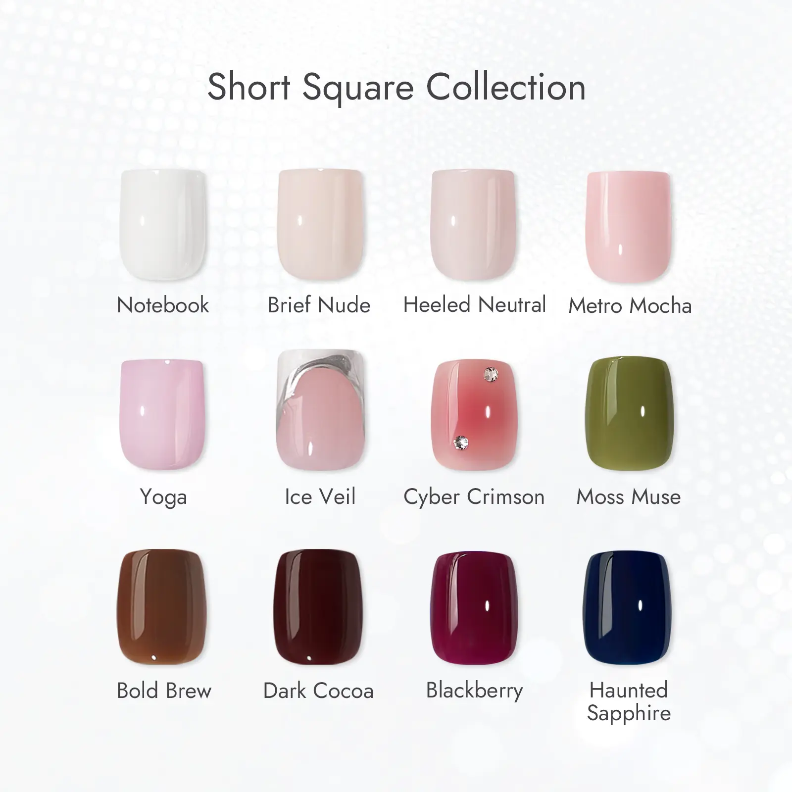 BTArtbox Press On Nails - Short Square Squoval 3D Press On Nails with Glue for Women, Opaque Soft Gel Cat Eye Square French Tip Glue On Nails in 15 Sizes - 30 Stick On Nails Kit, Summer Party Clean Girl