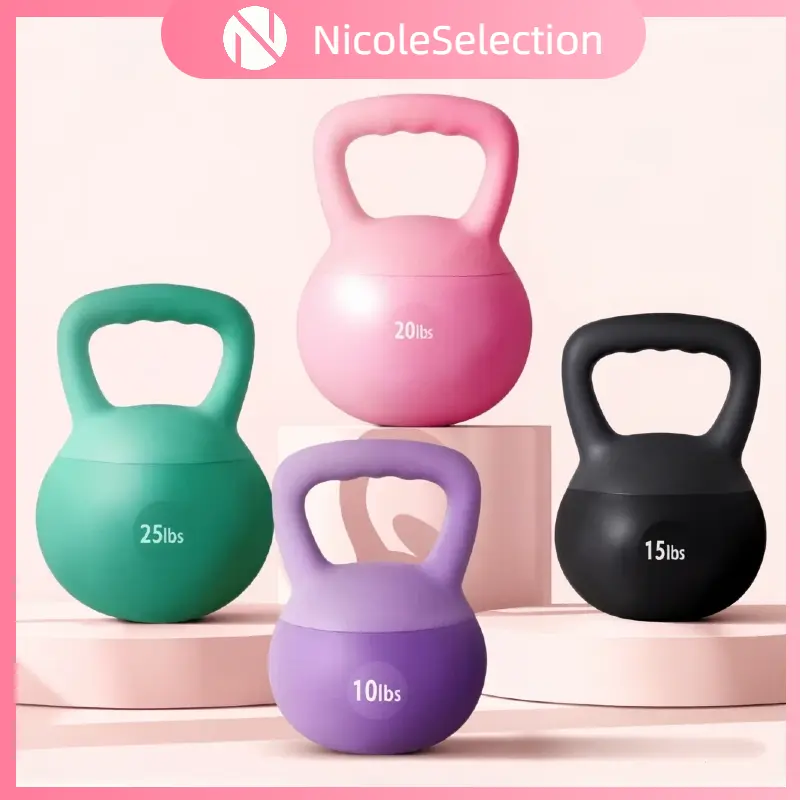 Nicole Selection 10-30 lbs Soft Kettlebell  for Women - PVC Leather, Quiet Non-Slip Grip, Sand Filled for Glutes & Legs Workout