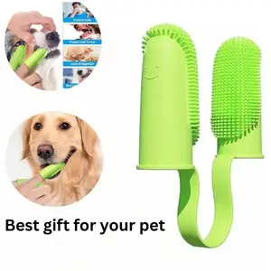 Double-Finger Dog Toothbrush 2 Pack | 135° Surround Bristles Easy Teeth Cleaning Dental Care for Puppies Cats Small Pets