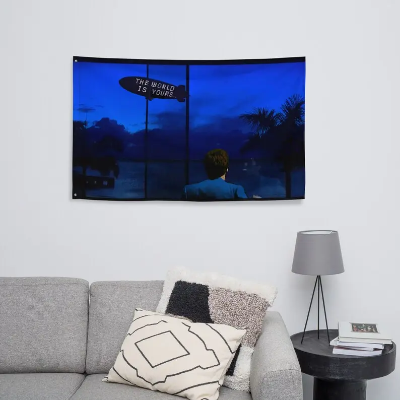 Scarface The world if yours Banner Flag Movie Music Gift Idea For Fan Concert Home Room Decor Birthday Gift