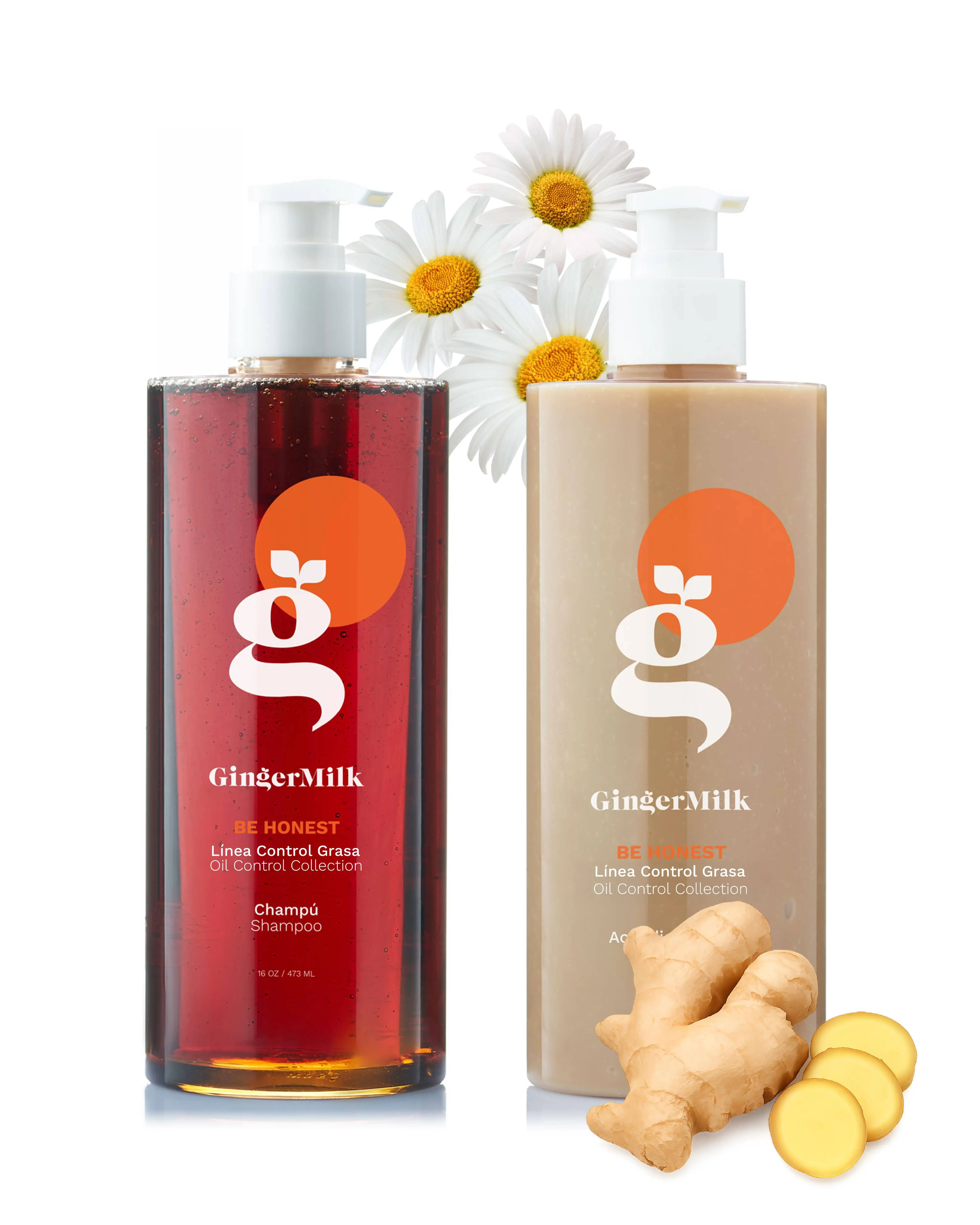 Be Honest Shampoo & Conditioner Set | Shampoo 16 oz + Conditioner 16 oz | Balancing & Hydrating Care for Oily Scalp & Combination Hair | Ginger Milk