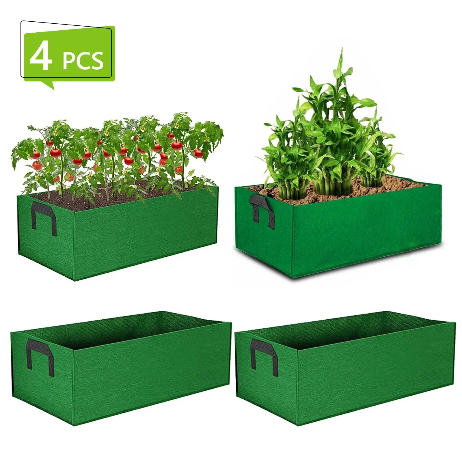 4PCS Fabric Plant Pot Grow Bags Vegetable Tomato Strawberry Growing Planter Rectangle Garden Potato Planting Pots, Garden Accessories, Flower Garden Accessories