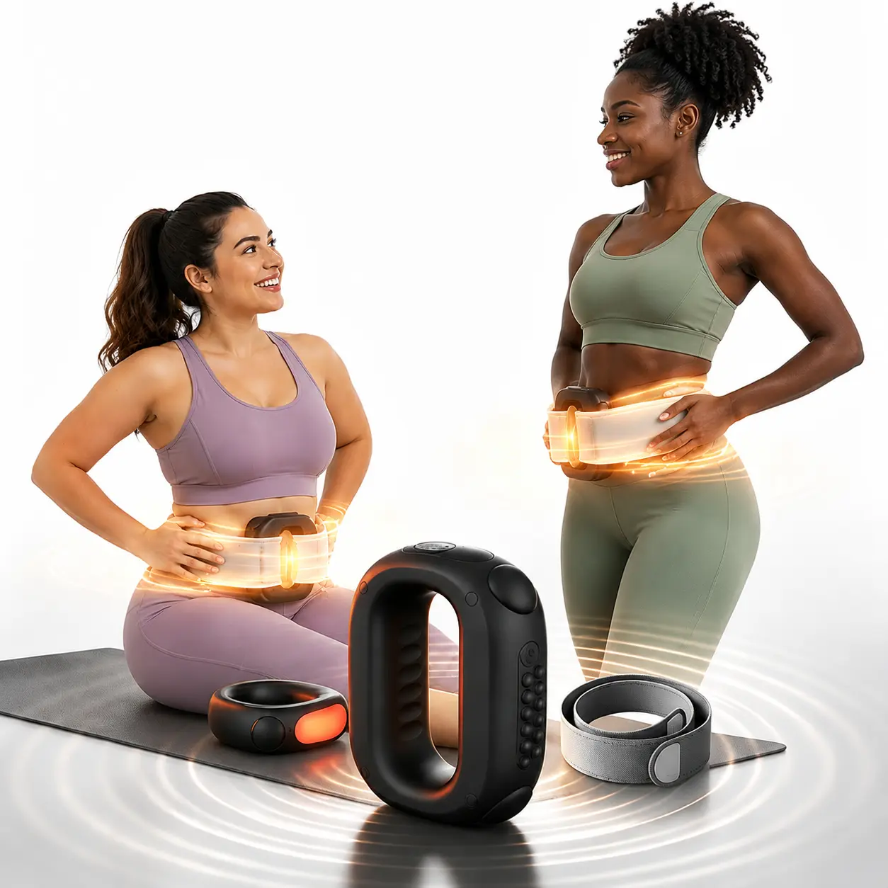 2026 New Fascia Ring Mini Muscle Relief Massage Belt - Cordless Rechargeable Waist Wrap, Heat Therapy, Adjustable Strap (Up to 55in Waist), Customizable Workout Aid, Portable for Home, Fitness, Office