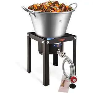 ARC Stainless Steel Mexican Cazo Para Carnitas With 55,000BTU Propane Burner Camping Stove,Outdoor Gas Stove Burner Cooker for Cooking for Turkey Fry,Homebrewing,Seafood Boiling (3840S)