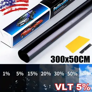 300cm (118IN) Uncut Roll 5% VLT Window Tint Film - Premium PET Self-Adhesive Privacy Film for Car, Home & Office Glass - UV Protection, Heat Reduction, Easy Install with Tools Included, Car Window Tint Removable vehicle wraps auto tinting