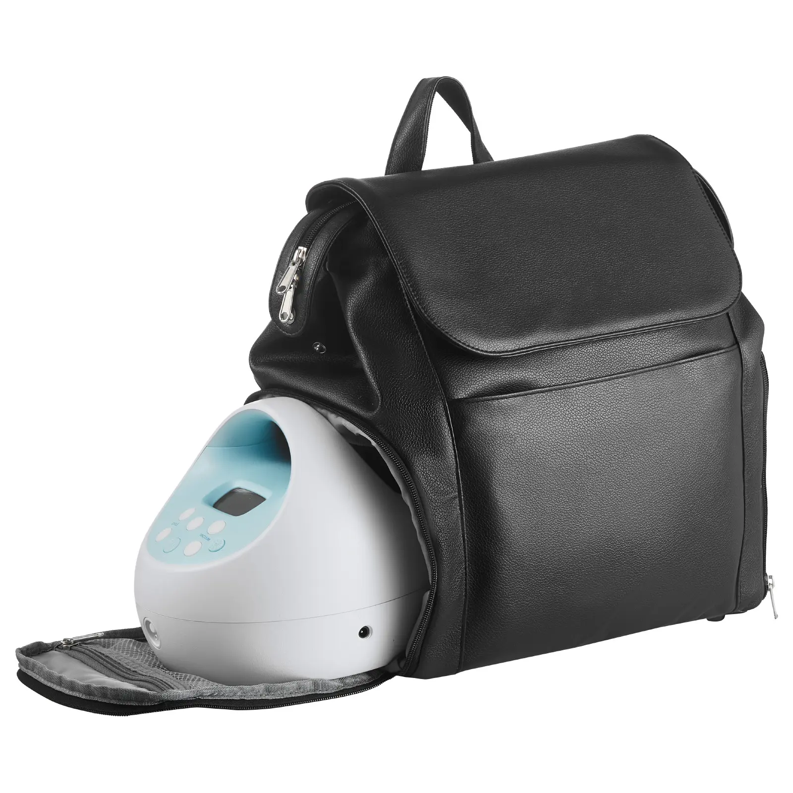PU Leather Breast Pump Backpack Compatible with Spectra S1 & S2, Portable Breastfeeding Pump Carrying Bag with Cooler Pocket for Ice Pack, Storage for Pump Accessories & Breast Milk, Pump Bag for Working Moms Travel Office Use