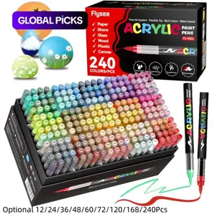 Acrylic Paint Markers, Soft Brush Tip Acrylic Paint Pens, Quick-Drying Waterproof Ink, for Rock Painting Plastic Wood Canvas Glass Ceramic Metal Art Crafts Supplies, Art Marker Set Christmas Gift #GLOBAL PICKS