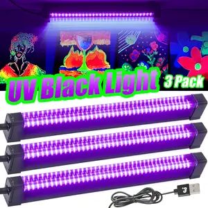 3 Packs 40LED Black Light Bars, 32cm/2.6in DC 5V USB Plug, UVA  385-400nm, Switch and 1.5M Power Cord, 3 Lighting Modes, 4 Mounting Methods, for Black Light Party, Fluorescent Posters, Painting, Birthday, Halloween, Bedroom Lamp Illumination Decoration