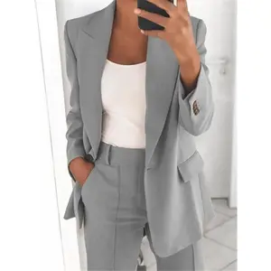 Women's two-piece suit, formal suit jacket, high waist straight pants suit, business casual wear