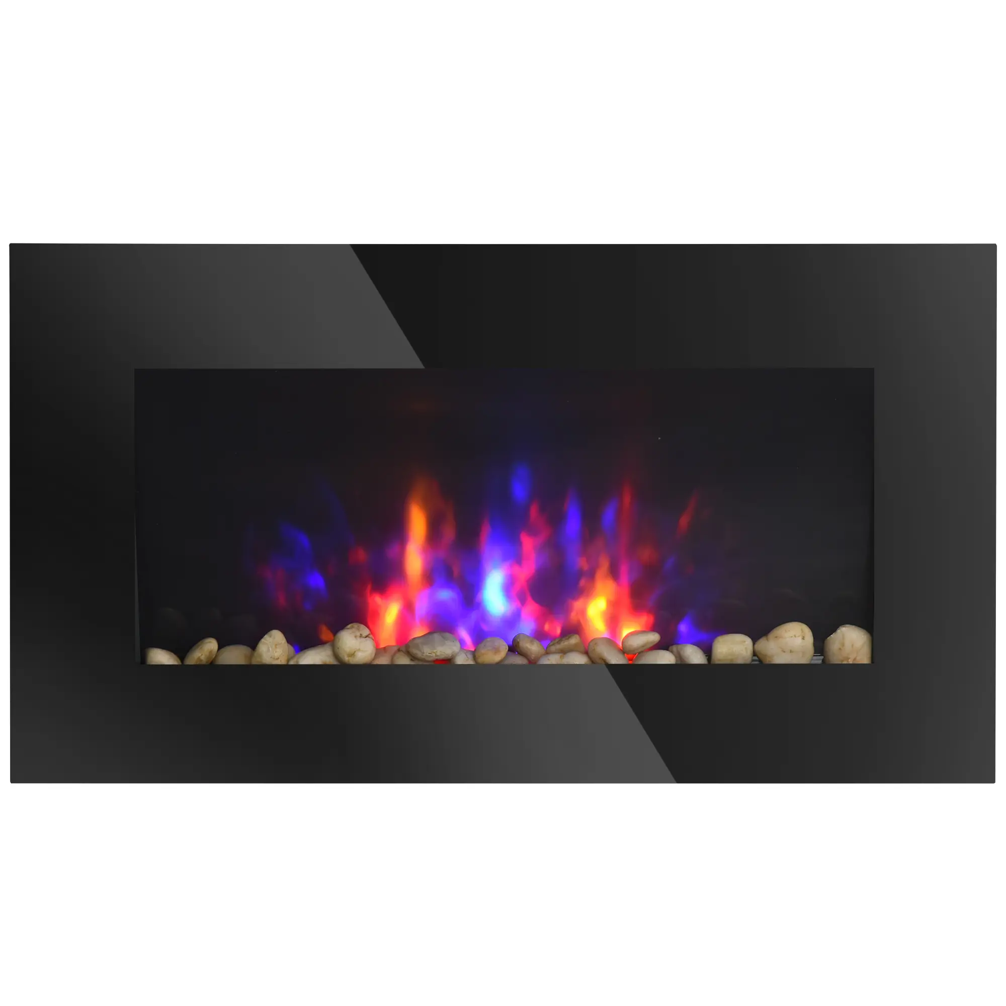 Overheat Protection Wall Mounted Electric Fireplace, Black 28.5 Inch Flame Effect Heater with Separate Light and Heat Function for Safe Household Indoor Heating