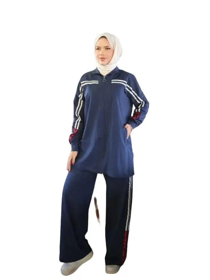 Women’s Sporty Knitted Cotton Training Set – طقم رياضية من القطن، تصميم واسع ومريح للارتداء اليومي Modest Tracksuits