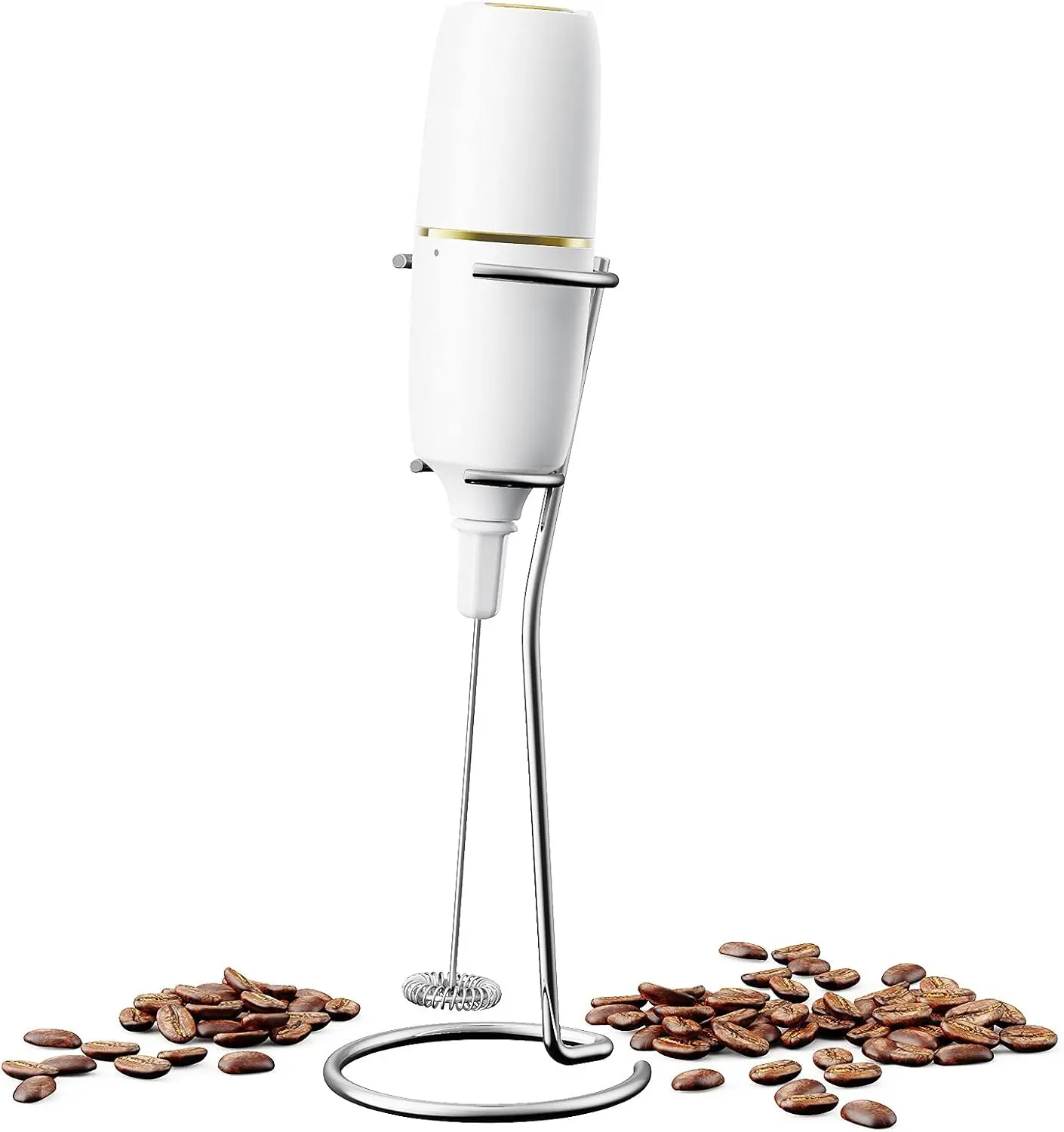 Handheld Cordless Electric Milk Frother Stick - 304 Stainless Steel, 19000 rpm Quiet Motor, ABS Handle, Battery-Operated, Frothing for Quick Foam, Coffee, Business Use, Convenient Storage