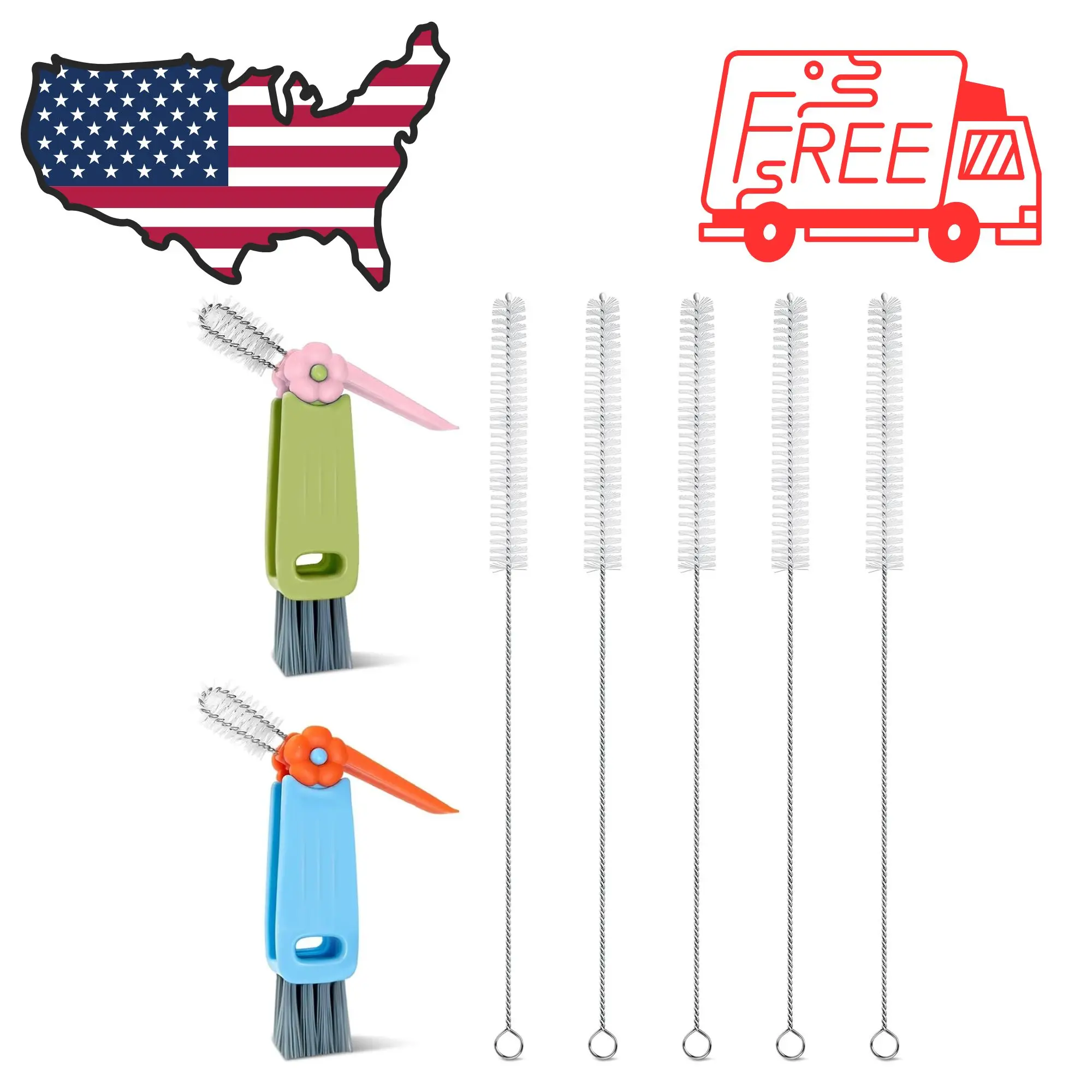 7Pcs 3-in-1 Cup Lid Gap Cleaning Brush & Straw Brush Set, Reusable