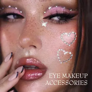 Self Adhesive Face Gems Stickers Hair Jewels Rhinestones Festival Rave Accessories Eco-Friendly Skin-Safe Eye Makeup Women Glow Eyeliner Glitter Star