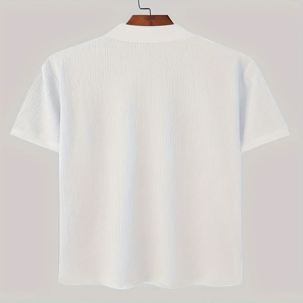 Men's Summer Slim Fit High-Neck Turtleneck T-Shirt - Beige Solid Color Short Sleeve Casual Streetwear Top, Breathable Knit Polyester Fabric, Machine Washable, Durable Menswear shirts men