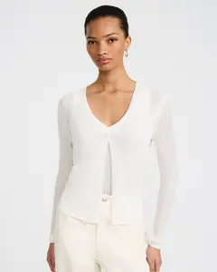Express Lightweight Ribbed V-Neck One Button Cardigan