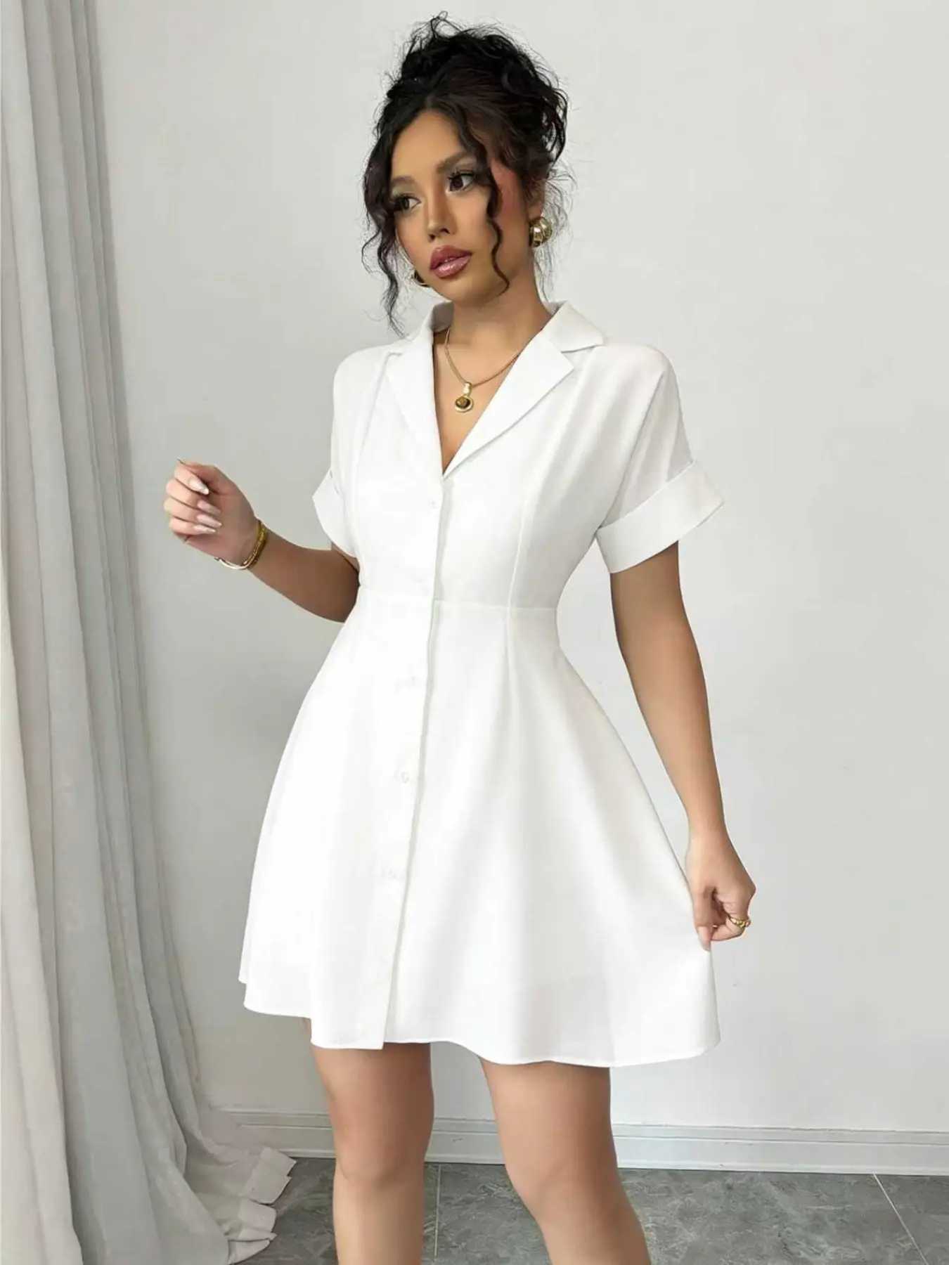 Elegant Women Fitted Solid Dress Womenswear for Adults, Daily Casual Wear, Party, Holiday Fashion, 1+sz0011 Minimalist Style, Perfect for Gatherings, Casual Chic Fitted