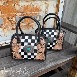 MEMORIALS DAY SALE Anastasia Tooled Leather Checkered Speedy Bag