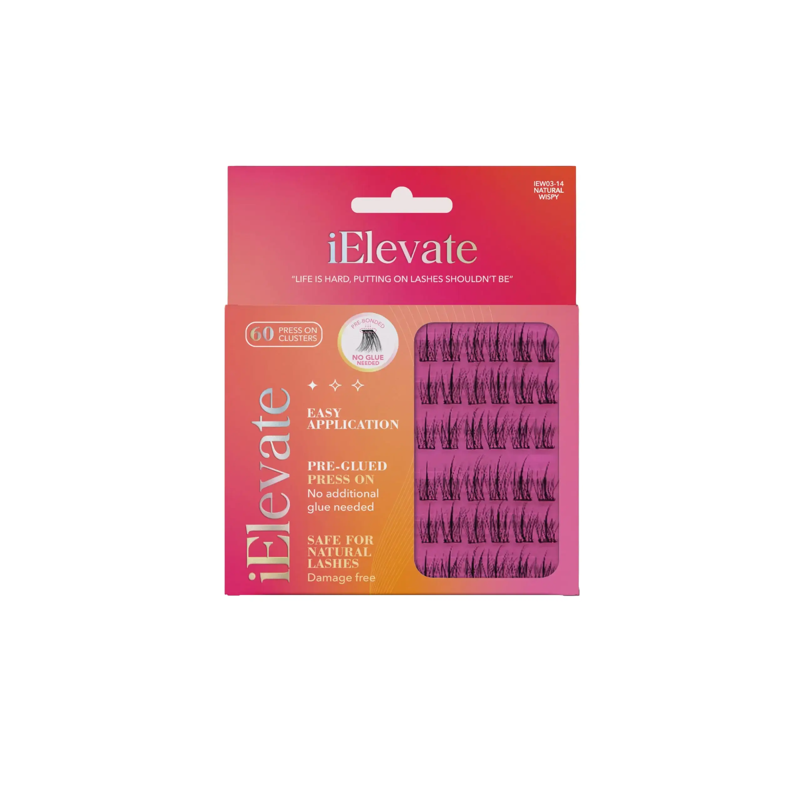 iElevate BY  N1 LASH (NATURAL WISPY) Press on Lashes, Lash clusters, Self Adhesive lashes, No glue lashes, Pre-bonded lashes, Extra Sticky 60 count, Reusable 8-13mm Mixed/combined lengths for wispyness