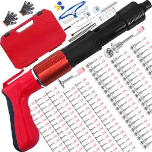 LXUUMMSConcrete Nail Gun Kit with 120pcs Nails,5 Speed Adjustable Manual Mini Steel Nail Gun,Portable Nailer Gun, Wood working and Decoration- Built in Air Nailer for Red Brick Walls,Concrete Walls