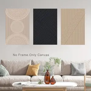 Modern Neutral Abstract Wall Art Set 3 Pieces, Simple Line Print, Beige Minimalist Wall Art, Modern Home Decor Modern Wall Art, Canvas Art Wall, Frameless