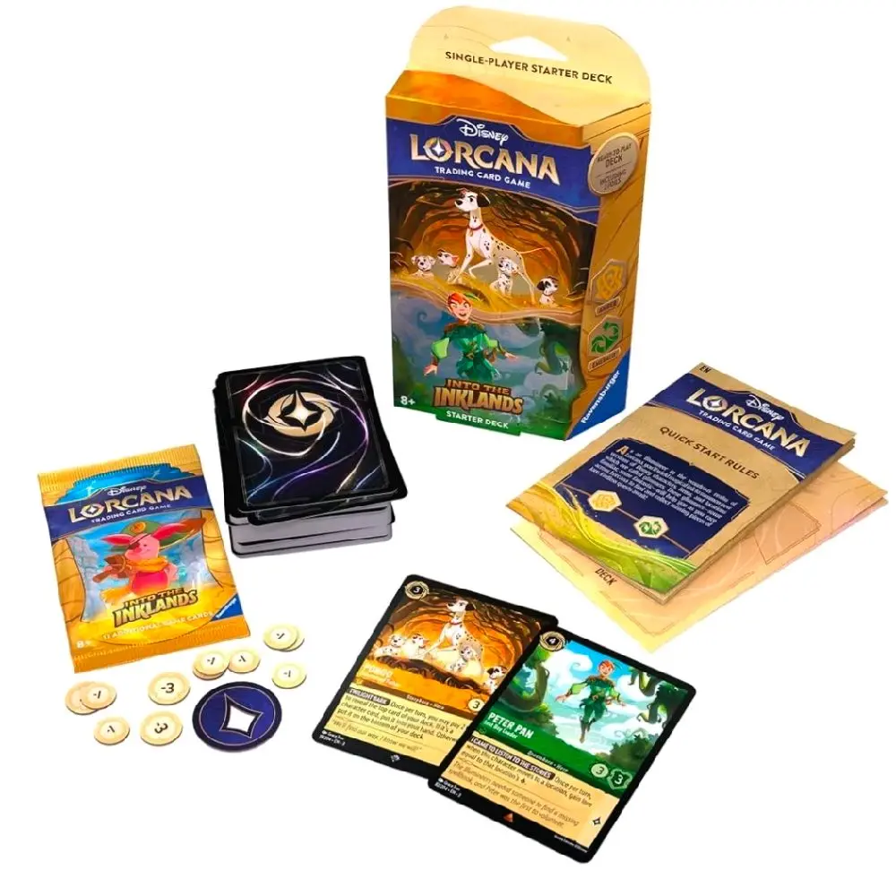 Disney Lorcana TCG: Into the Inklands Amber & Emerald Starter Deck - 11 Tokens, for Family, Parties, Collectible Non-Sports Trading Cards
