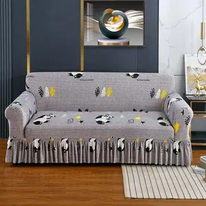 Cartoon Cat Pattern Sofa Cover, 1 Count Soft Comfortable Sofa Slipcover with Elastic Strap, Dustproof Sofa Protector for Home Living Room, Sofa Couch Covers