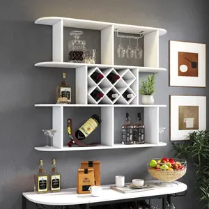 (High end and high-quality wine cabinet Wine Rack)Large Wall Mounted 3 Tier  Rustic Bottle Wine Rack,Multifunctional Wooden Wall Mounted Wine Rack,Storage Rack with Wine Glass Holder,mounted wall Storage winerack Rack for Home Bar Dining Room Decor