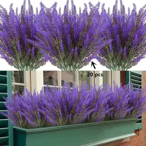 20 Bundles Artificial Greenery Stems, Mixed Fake Plastic Plants, Lifelike Fake Plant, Artificial Lavender Bouquet, Eucalyptus Rosemary Faux Magnolia, Outdoor Indoor Garden Home Decor, Artificial Flowers For Outside, Home Decoration Bouquet