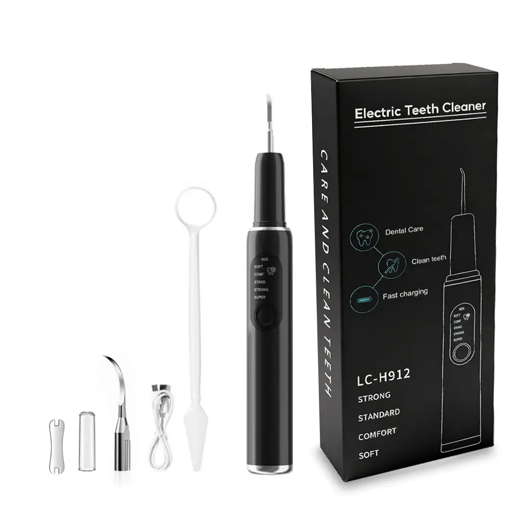 Adjustable Gentle Electric Tartar Remover Kit - Rechargeable, Multiple Modes, Replaceable Brush Heads, USB-C Port, Waterproof, Gum Health Focused, No Irritation, Ideal for Home & Travel Use