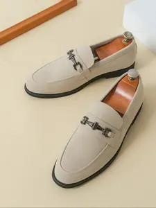 Men's Anti-Suede Plain Color Fashion Business Formal Party Commute Work Shoes Office Footwear, Casual Shoes, Stylish and Comfortable Men's Dress Shoes, Business Style Shoes, Versatile Shoes