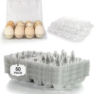 50 Pack Egg Cartons  Bulk 12 Count - Holds 1 Dozen Clear Blank Egg Cartons for Chicken Eggs - Clear Empty Chicken Egg Carton for Fresh Medium Eggs
