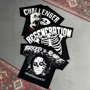 Unisex Y2K 3-pack: oversized T-shirts with hip-hop prints; retro gang-style loose short-sleeve men’s T-shirt; back print T-shirt with a large graphic. Perfect for summer trends, parties, hip-hop venues, and home wear.