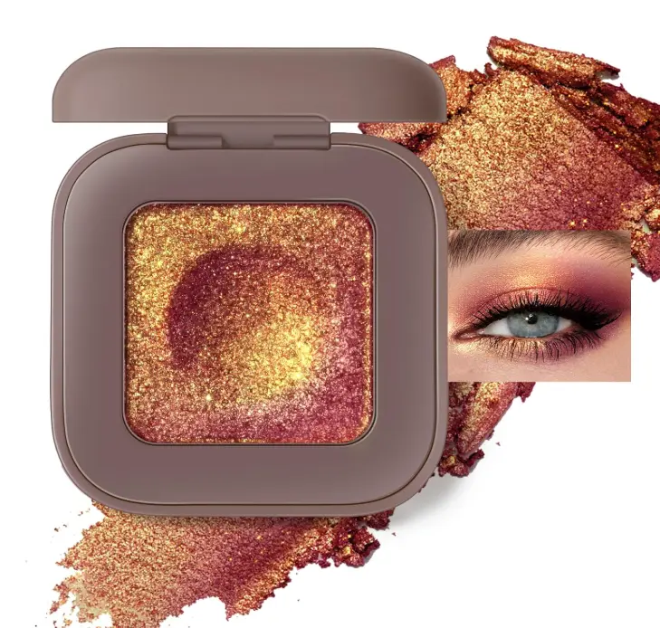 Noerrors Duochrome Burgundy Gold Glitter Eyeshadow Palette, Holographic Chameleon Rich Color Shimmer Eye Shadow, Color Shift Sparkle Inner Corner Eye Highlighter Palette Makeup for Rave Halloween#07
