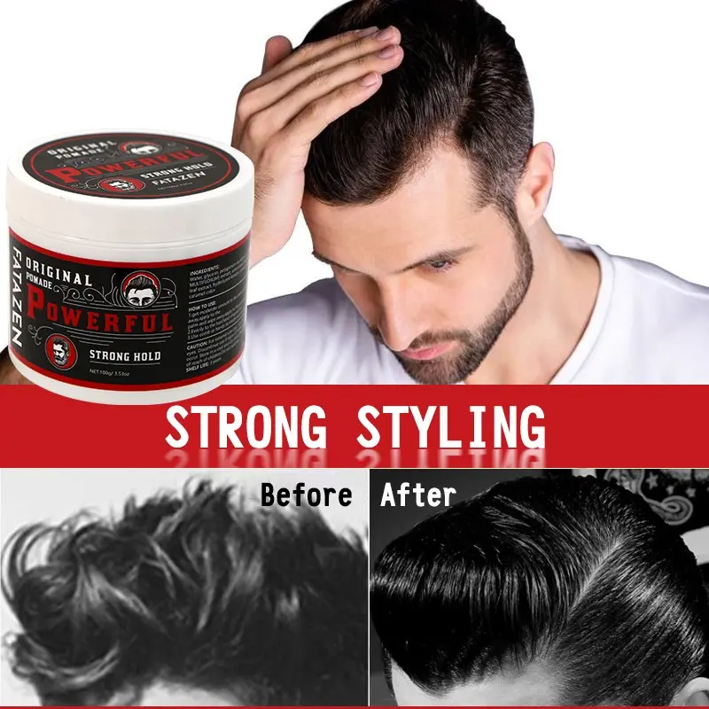 Fatazen 100g Natural Plant Extract Hair Pomade, Haircare Styling, Strong Hold Long-Lasting, Classic Pompadour & Slicked-Back Style, Non-Stiff & Non-Dusting, Hair Products