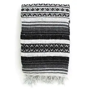 Striped Falsa Authentic Extra Large Mexican Blanket (72"x 52")
