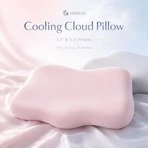 【Mother's Day gift】GEECO Cooling Cloud Pillow + FREE Cooling Pillowcase | Pillows Sleeping | Ergonomic,Cervical Dual-Height Slow-Rebound Memory Foam with Washable Cooling Cover for Side Back & Stomach Sleepers