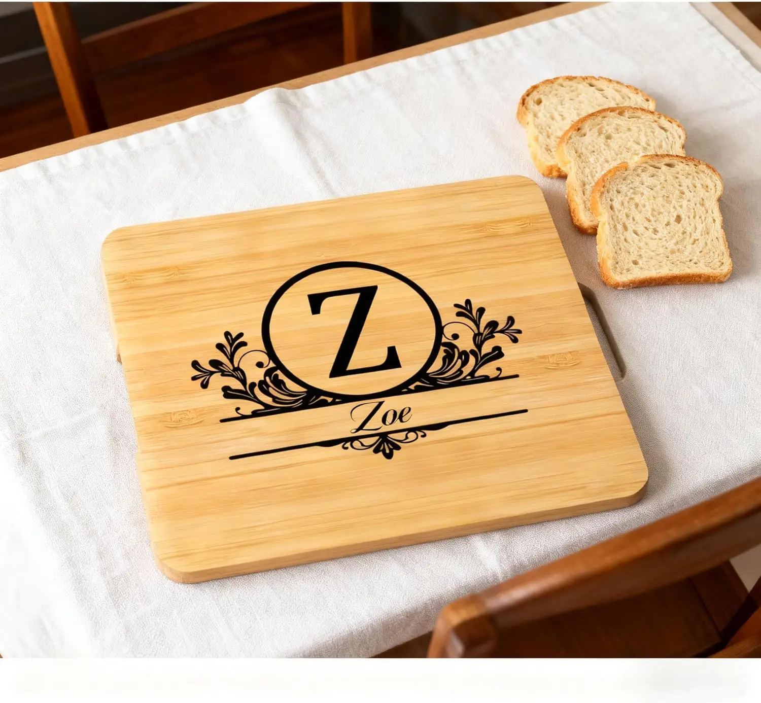 Personalized Bamboo Wooden Chopping Board - Laser Engraved Custom Kitchen Cutting Board, Unique Gift for Wedding & Housewarming (for Couples & Parents)