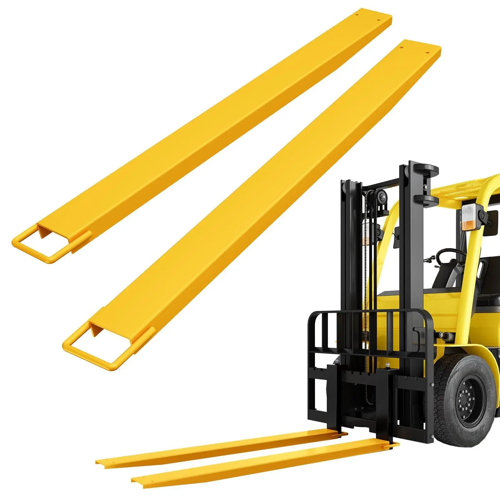 84 Inch Forklift Extensions, 1 Pair Steel Pallet Extensions with Slip-on Design, Heavy Duty Fork Extensions for Forklift Truck, 5500 LBS Capacity, 4.5 Inch Width