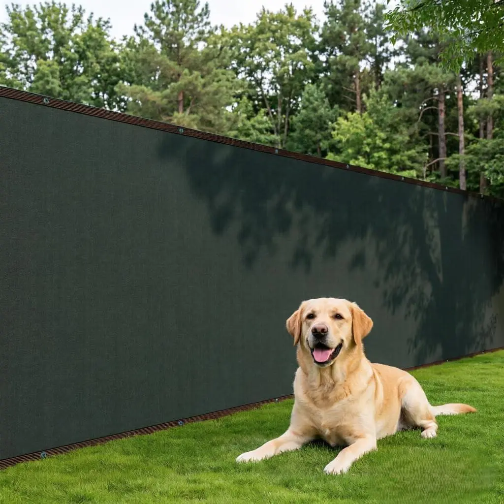 4x50ft Privacy Fence Screen, 180 GSM HDPE Mesh with Grommets | 90% visual & UV block, reinforced edges, rustproof grommets every 1m, zip ties included, easy install