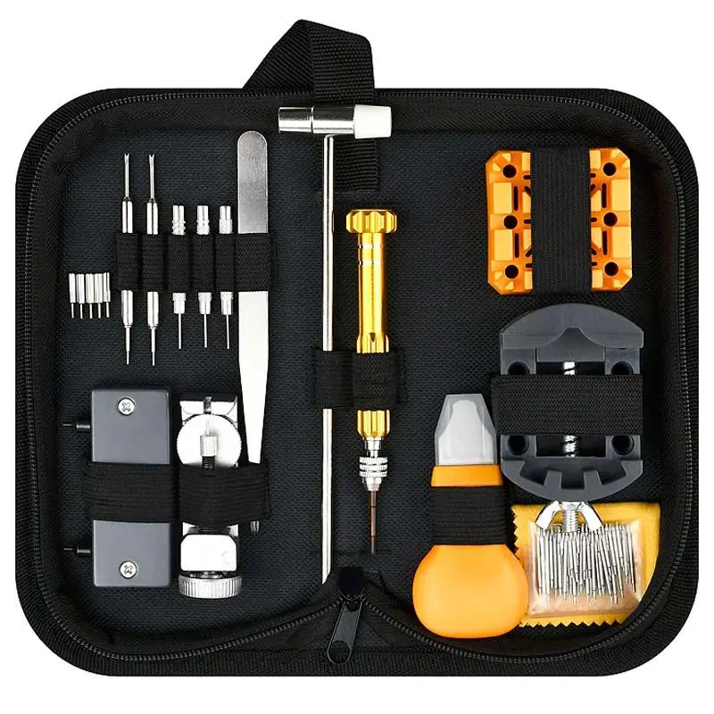 1 Set Watch Repair Kit, Professional Watch Battery Replacement Tool Kit with Watch Link Removal Tool, 6 Extra Pins, and Watch Band Pins in 18 Sizes for Watch Repair