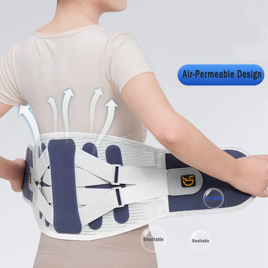 Back Brace Support Belt Lumbar for Back Problem, Adjustable Straps Lower Back Support with 3 Pads, Ideal for Cycling Daily Work Running Fitness, Breathable Lumbar Brace Waist Belt, Lumbar Compression Belt