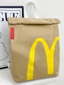 Creative McDonald's Bag Design Backpack, Large Capacity Student Class Backpack, Cute and Versatile Backpack for Women & Men, Stylish Daypack