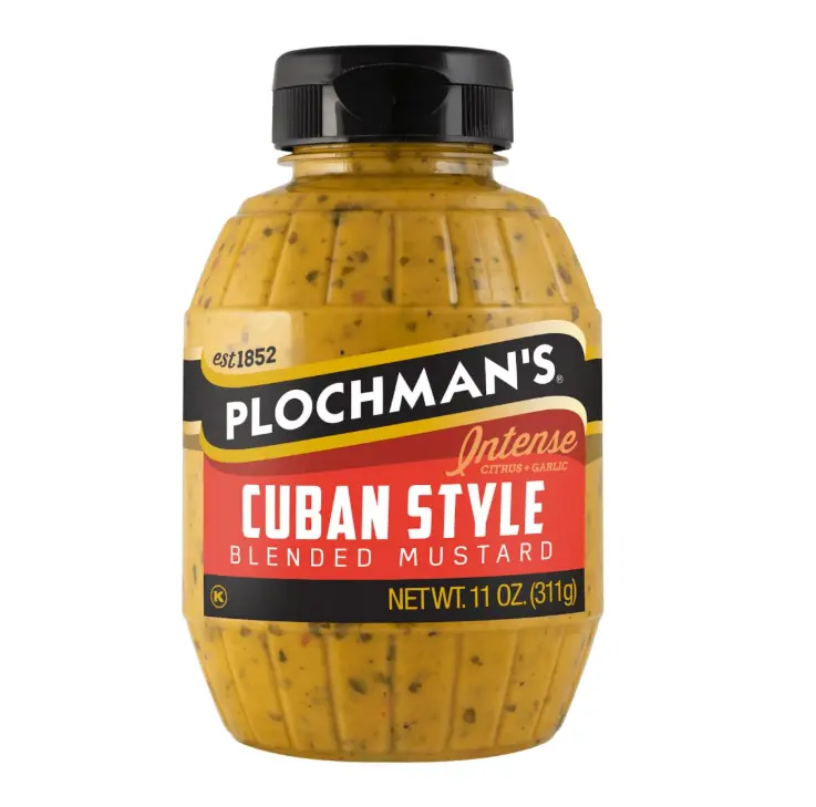 Plochman’s Cuban Mustard, 11 oz – Tangy Mustard Blend for Cuban Sandwiches, Hot Dogs, Brats & Dipping – Gourmet Specialty Condiment