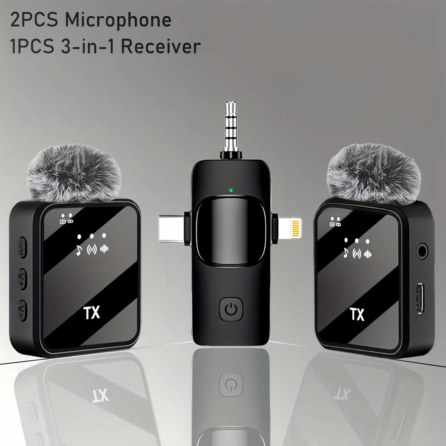 summerwins 3-in-1 Multifunction Wireless Lavalier Noise Cancelling Mic - Built-in Li-ion, USB-C Rechargeable, Windproof Ball, 2.4G/3G/4G Support, 3.5mm Jack, Intelligent Noise Cancellation, PC & Mobile Camera Audio Recording, Live Streaming