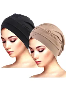 Muslim Cross-Head Cap Set, Chemotherapy Hat, Ethnic Headscarf, Wraparound Hijab, Turban Hijab, 2-Piece, Comfortable and Stylish, Modesty