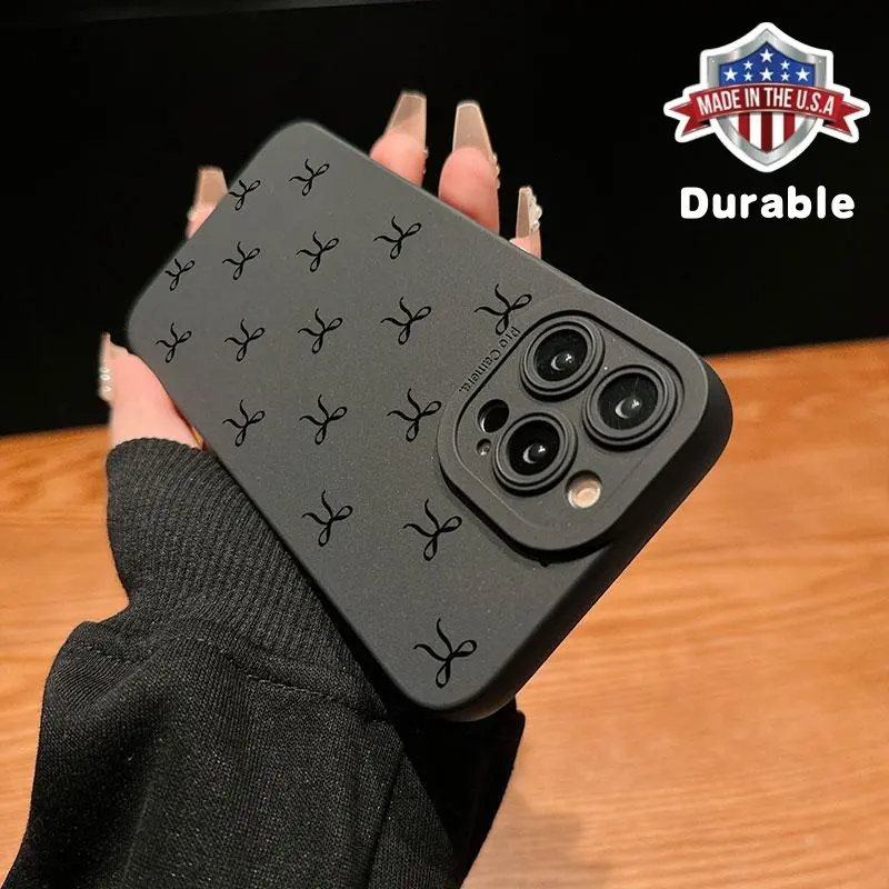 Bow Pattern Phone Case, Anti-drop Cellphone Protective Case, Total Protective Shockproof Mobile Phone Cover for iPhone 16 15 14 13 12 11 Plus/Pro/Pro Max Protection Protector Casing Smartphone Black
