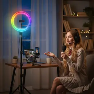 10-inch Ring Lights with Tripod Stand - 63" Extendable, 3 Modes & RGB Colors, Remote Control for Studio-Quality TikTok, YouTube Videos and Live Streaming#Mother's Day Gift
