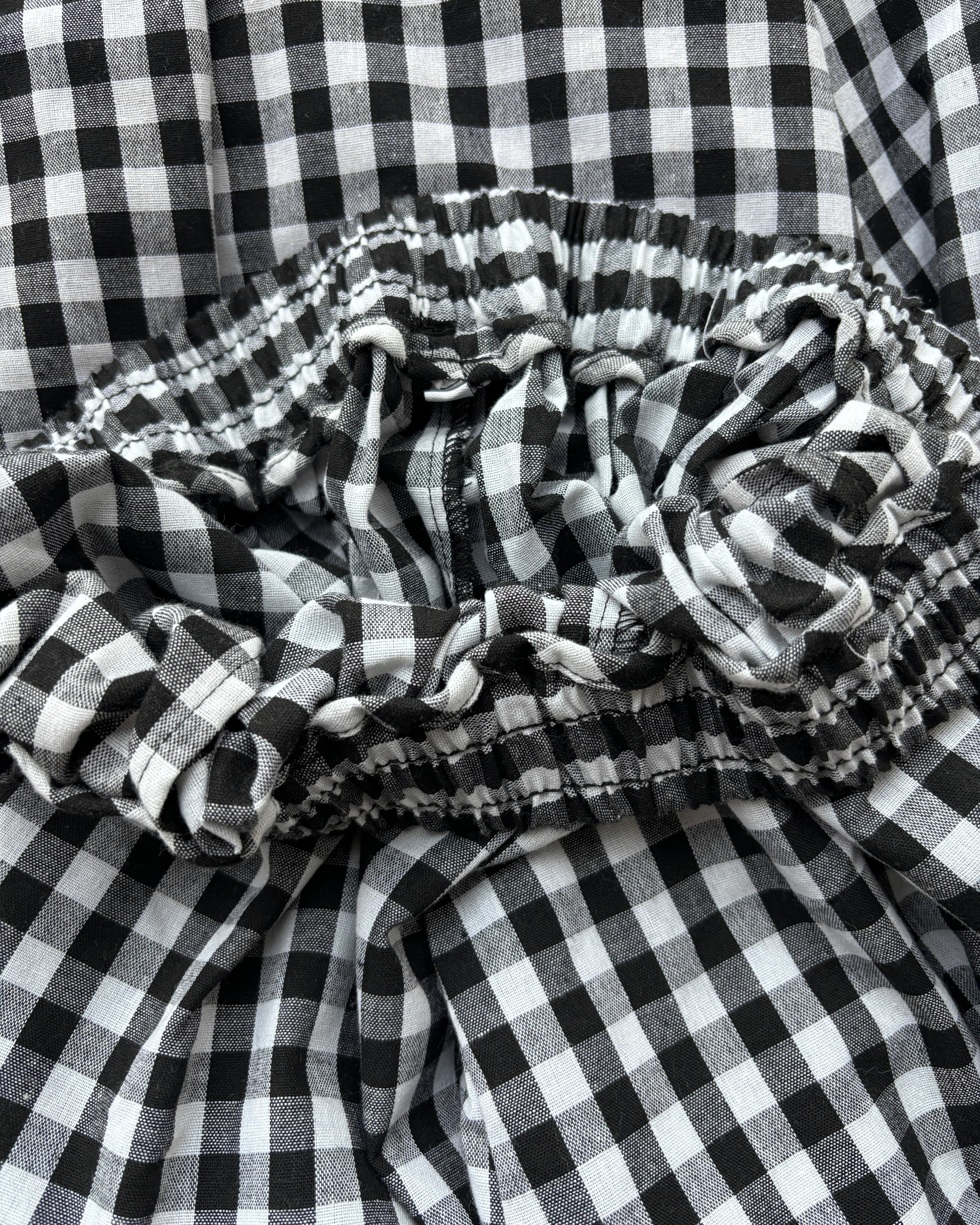 Chouyatou Women's Cotton Linen Pants Elastic Waist Plaid Gingham Wide Leg Capri Palazzo Pants SpringStatements